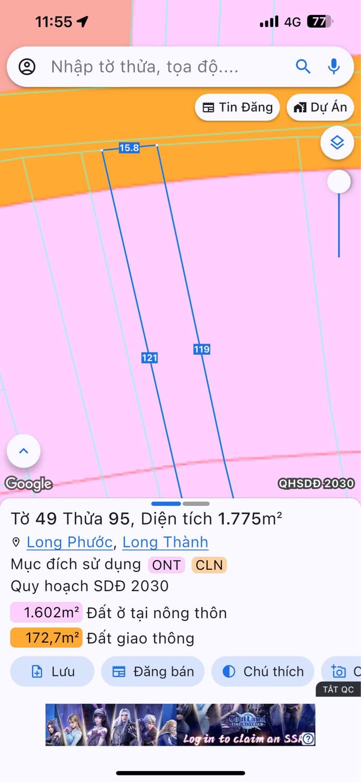 Bán đất mặt tiền đường Bàu Cạn, Long Phước, Long Thành 1.775m² giá 18 tỷ - Tiềm năng đầu tư lớn!