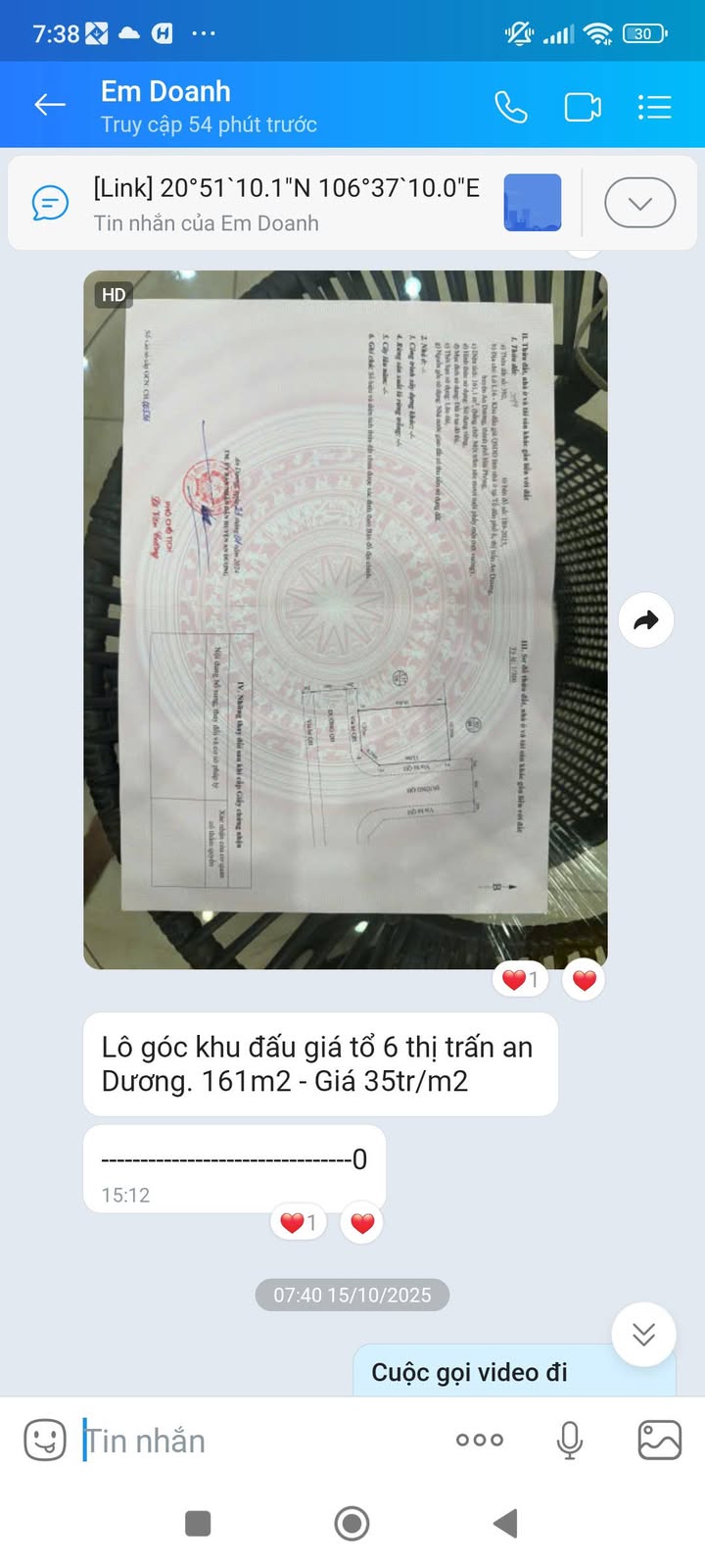 Đất nền phường An Dương 161m² giá 3.5 tỷ - Khu vực dân cư văn minh