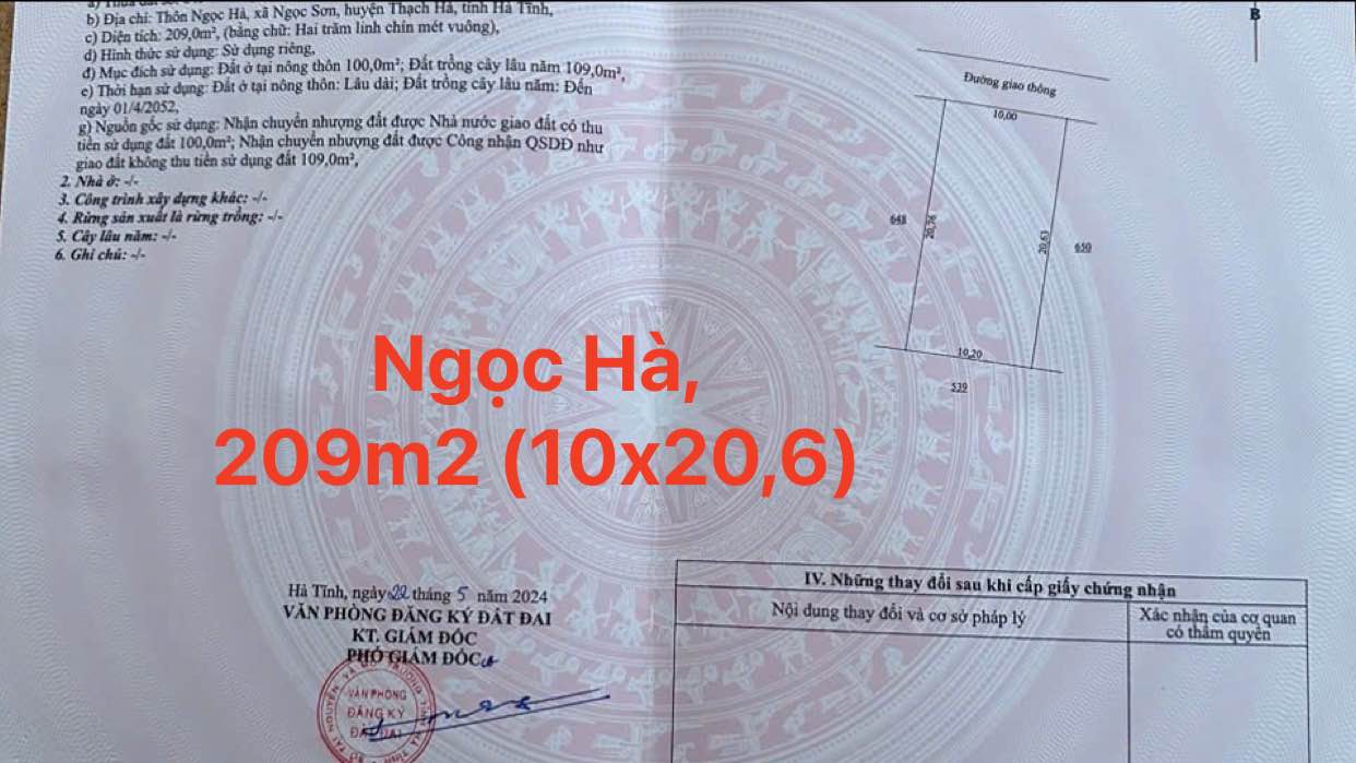 Đất thổ cư Ngọc Hà, Toàn Lưu 209m² giá 1 tỷ - Sổ đỏ chính chủ, không lỗi phong thủy!