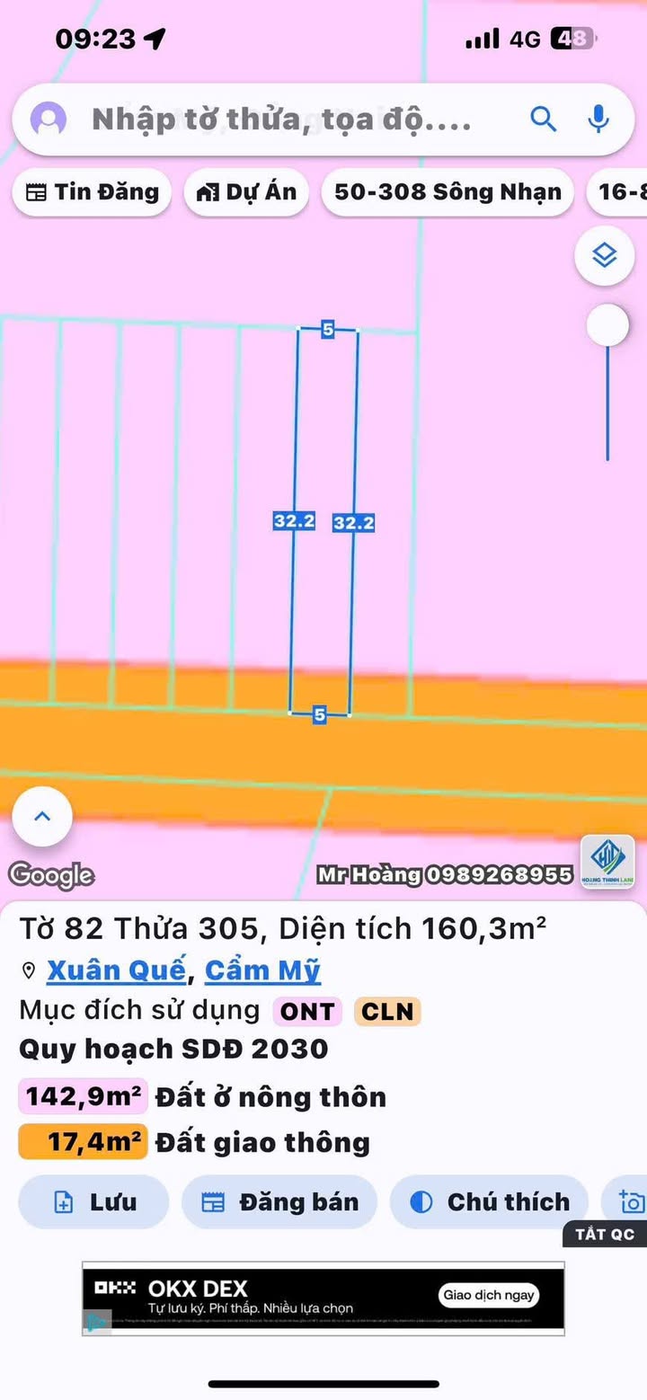 Đất thổ cư xã Xuân Quế 160m² giá 800 triệu - Đầu tư tiềm năng gần sân bay Long Thành!