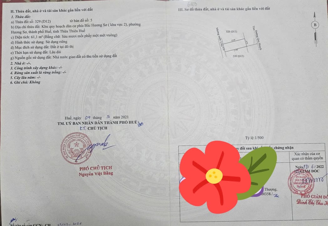 Đất nền đường Bao Mỹ, phường Hương Sơ, 61m² giá 1.22 tỷ - Sổ hồng chính chủ sẵn sàng giao dịch!