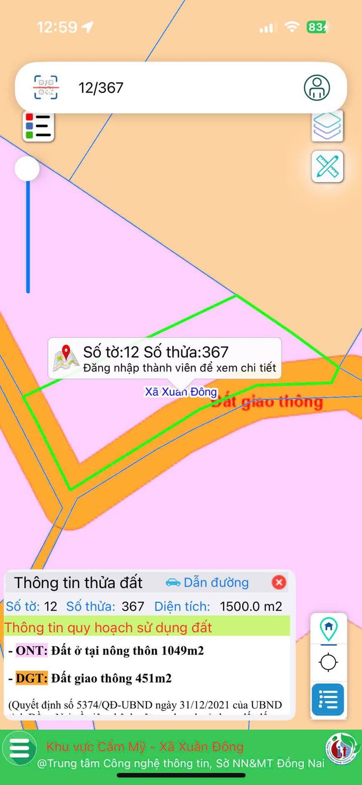 Đất nền 1500m² tại Xuân Đông, Cẩm Mỹ, Đồng Nai - Sổ đỏ chính chủ, giá chỉ 800 triệu!