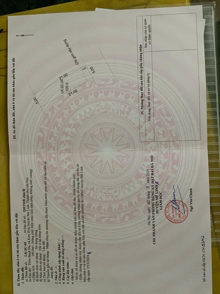 Đất nền 105m² thôn Bạch Đa, Kim Hoa, Mê Linh - Đầu tư sinh lời ngay!