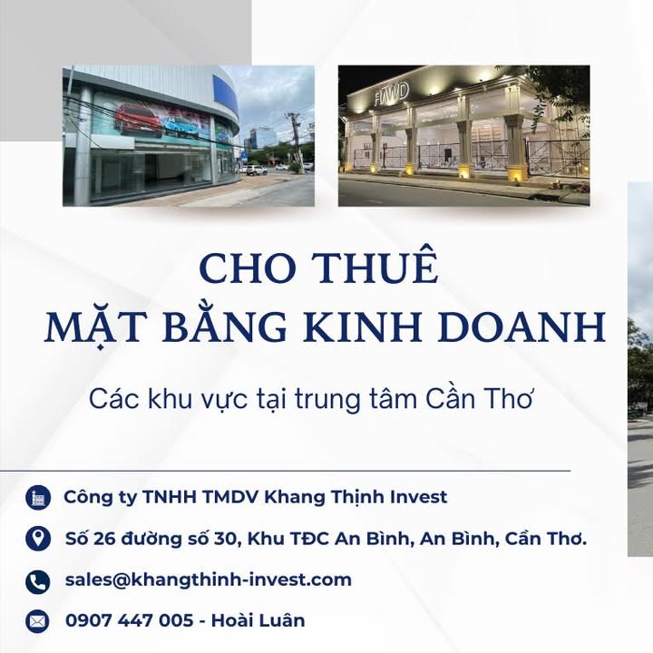 Cho thuê mặt bằng góc 2 mặt tiền 60m² giá 11 triệu - Vị trí đắc địa Ninh Kiều