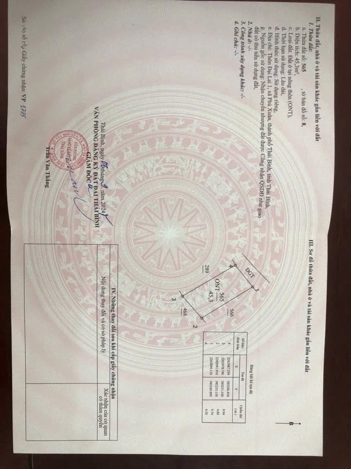 Đất thổ cư Trần Hưng Đạo, Thái Bình 45m² - Chính chủ cần bán gấp!