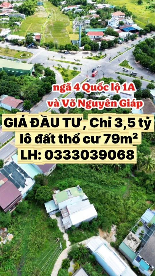 Đất thổ cư mặt đường Võ Nguyên Giáp, Diên Toàn, 79m² chỉ 3,5 tỷ - Đầu tư lý tưởng!
