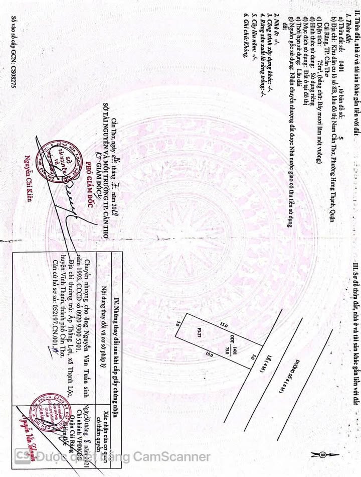 Bán đất nền Khu Nam Long Cái Răng 75m² giá 3.09 tỷ - Sổ hồng chính chủ!