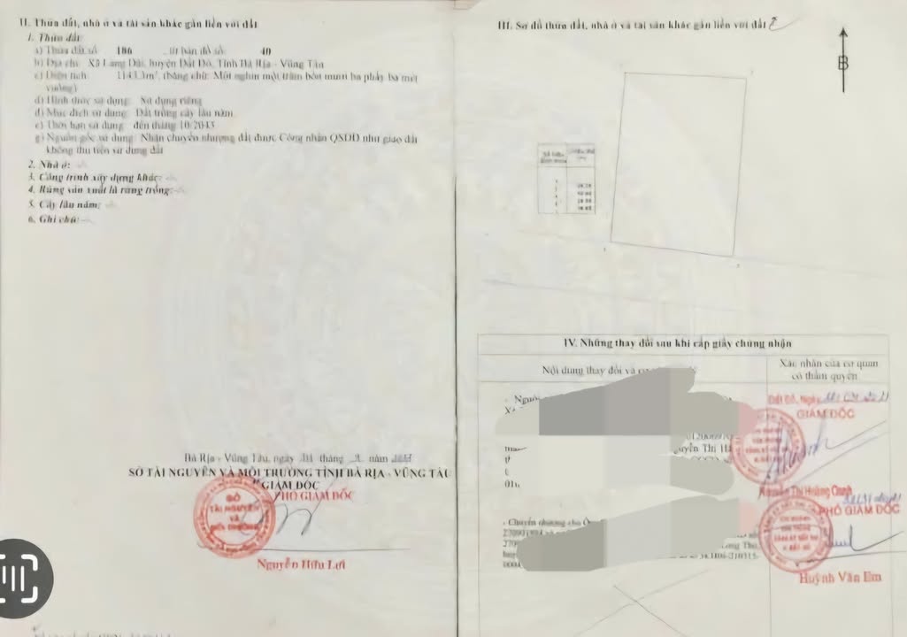 Đất nền Đất Đỏ 1850m² giá 9 tỷ - Vị trí đắc địa, tiềm năng phát triển!