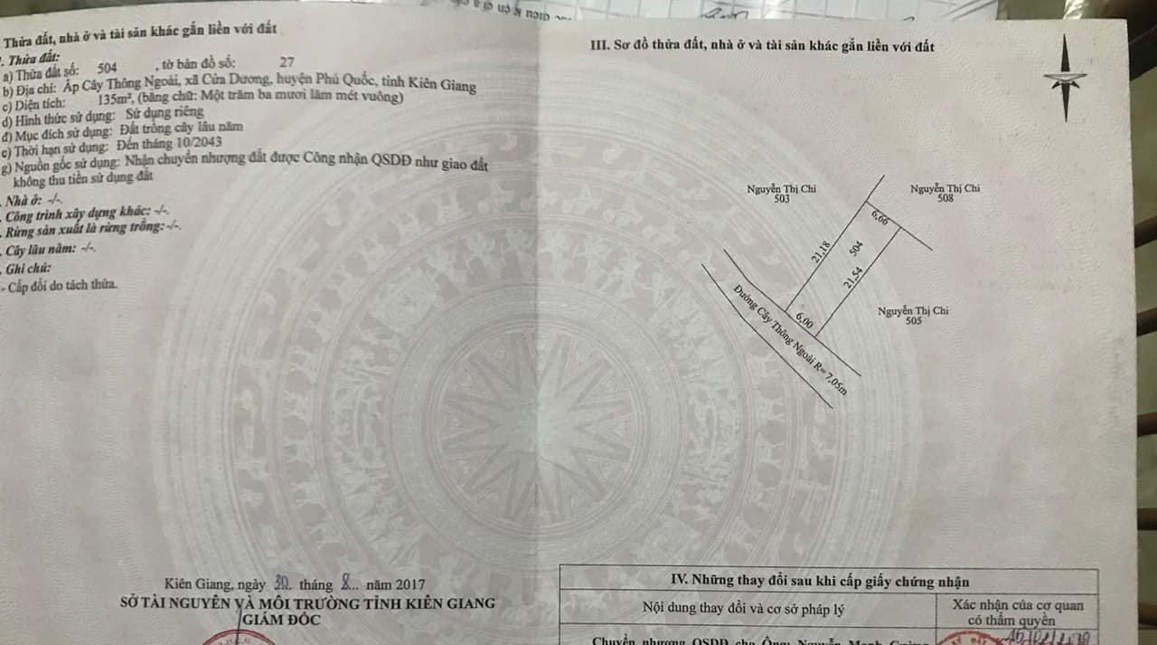 Đất nền mặt tiền Cây Thông Ngoài Phú Quốc 135m² - Giá tốt đầu tư!