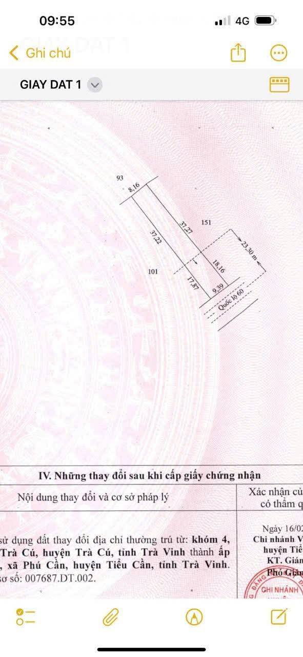 Đất mặt tiền Quốc lộ 60, xã Phú Cần, Tiểu Cần 1034m² giá 3 tỷ - Đầu tư sinh lời tốt!