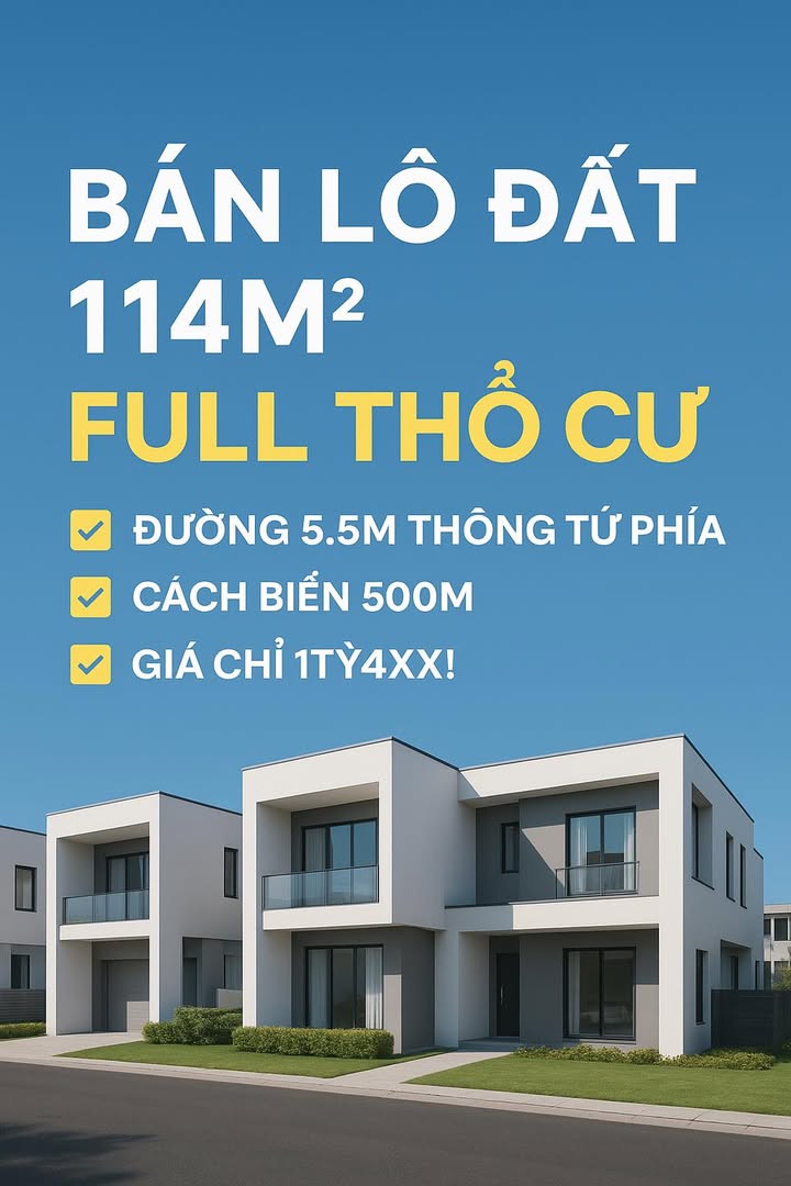 Đất nền Cửa Lò 114m² giá 1.4 tỷ - Đầu tư sinh lời gần biển!