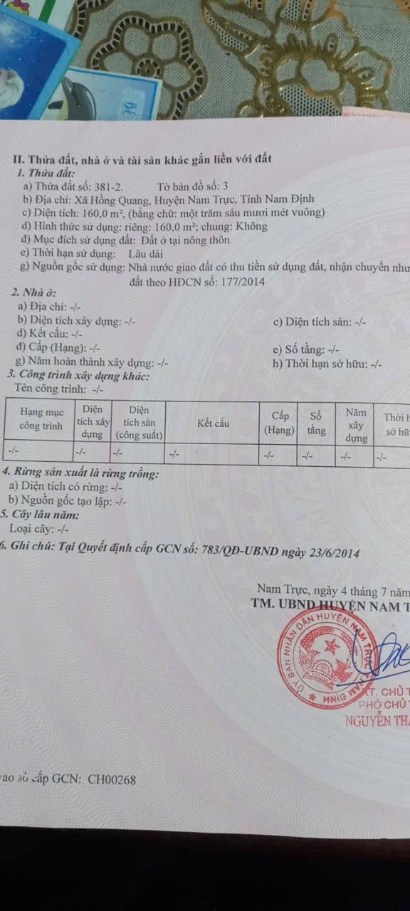 Đất nền Hồng Quang, Nam Trực 160m² giá 2 tỷ - Mặt tiền 10m, cơ hội đầu tư hấp dẫn!