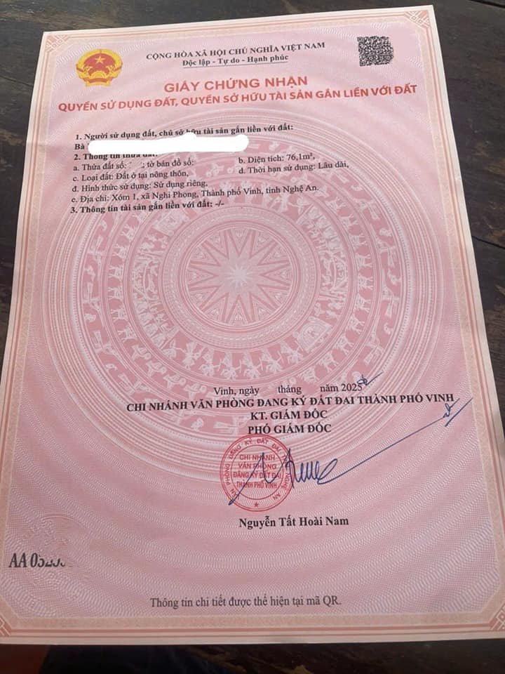 Đất nền xóm 1, Nghi Phong, Thành phố Vinh 76,1m² - Đầu tư sinh lời ngay!