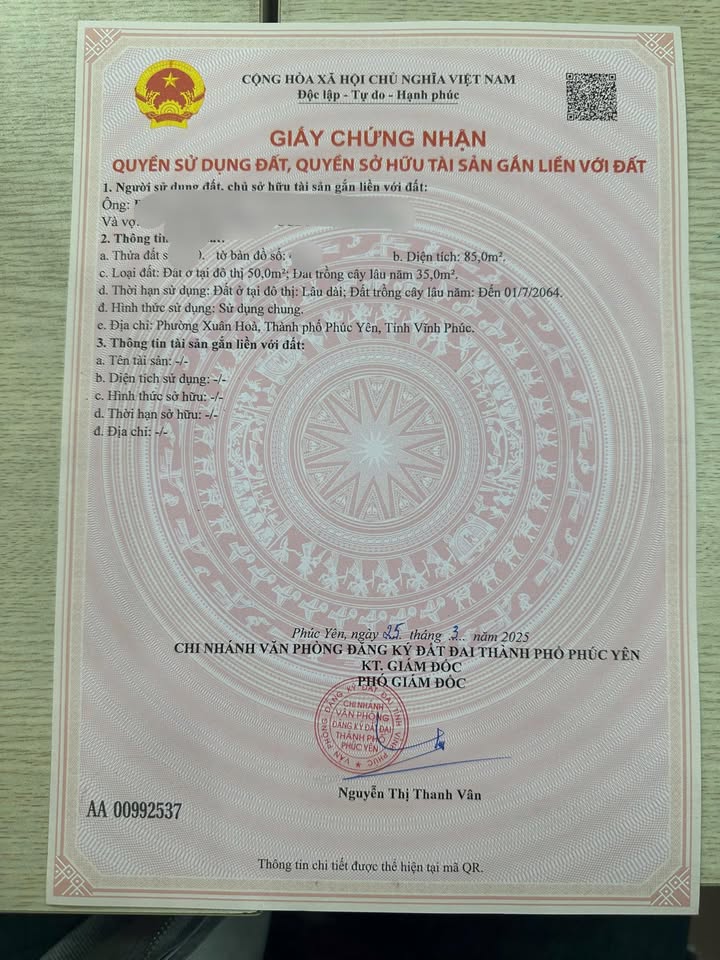 Đất nền 85m² Phúc Yên - Gần trường mầm non Xuân Hòa - Giá chỉ 1.1 tỷ!