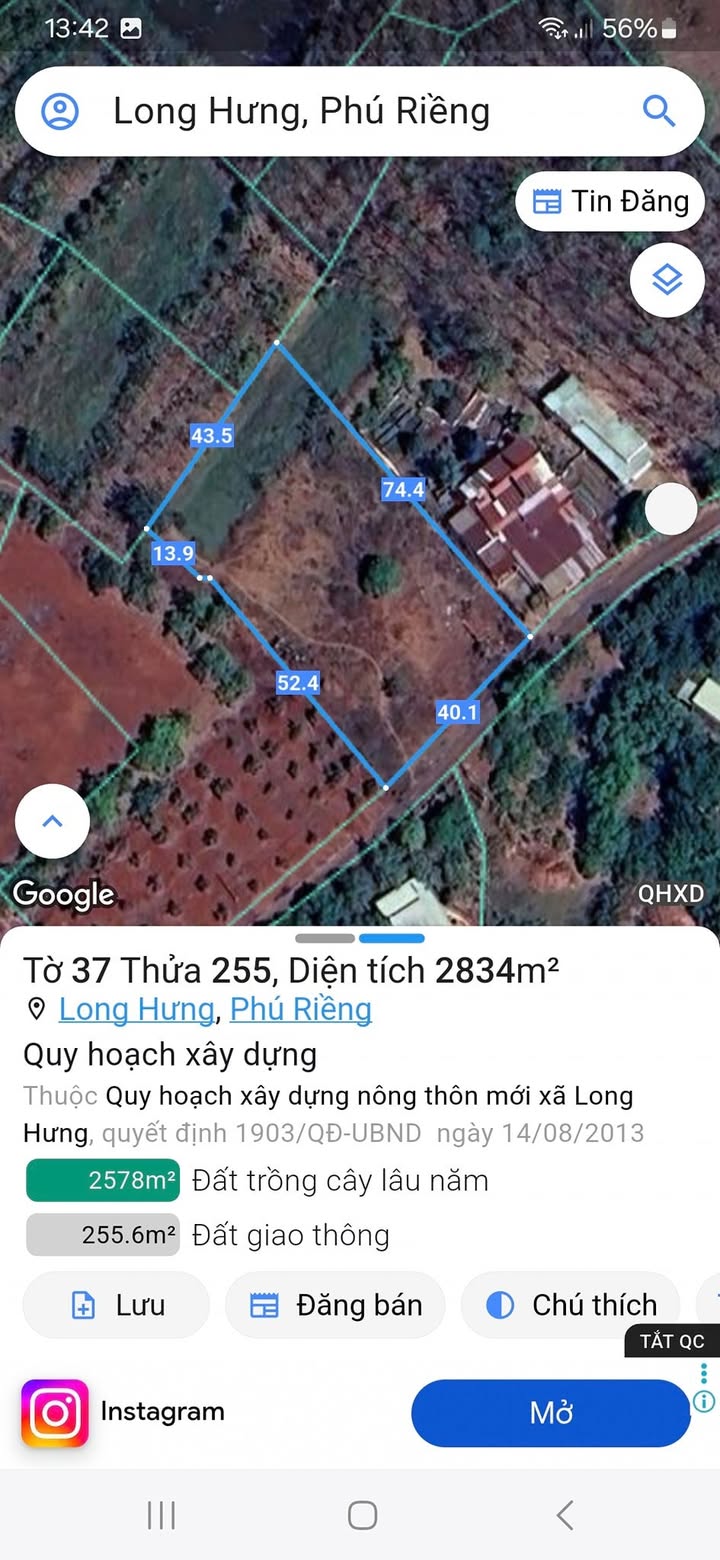 Đất mặt tiền đường nhựa thôn 2 Long Hưng 2960m² giá 118.4 tỷ - Đầu tư tiềm năng!