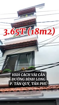 Bán gấp 18m² nhà hẻm đường Bình Long, Tân Quý, giá 3.65 tỷ - Đầu tư sinh lời!