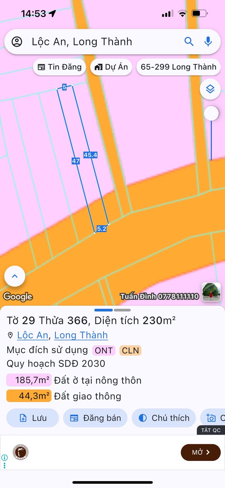 Đất mặt tiền Đinh Bộ Lĩnh, Lộc An, 227m² giá 5 tỷ - Cơ hội đầu tư tuyệt vời!