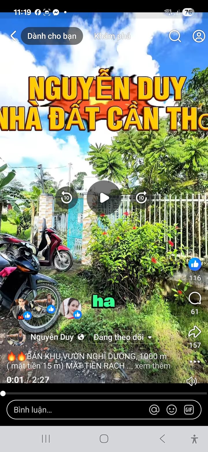 Khu vườn nghỉ dưỡng 1000m² tại Bình Thủy - Mặt tiền rạch phố, giá thỏa thuận!