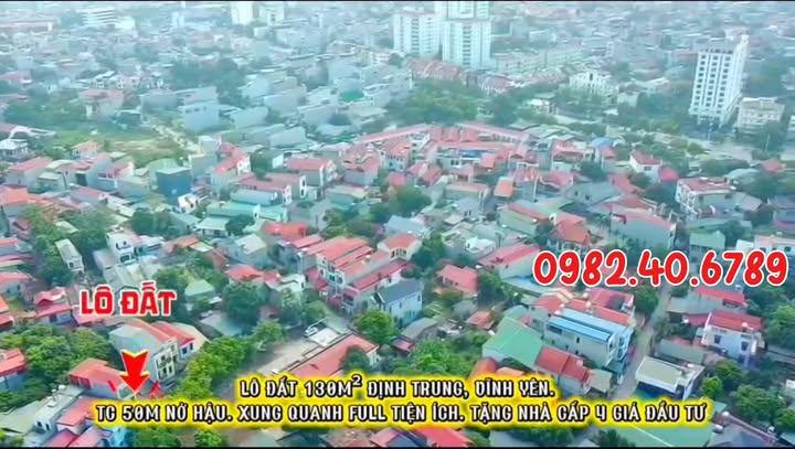 Đất nền Định Trung Vĩnh Yên 130m² giá chỉ 2.7 tỷ - Cơ hội đầu tư sinh lời!