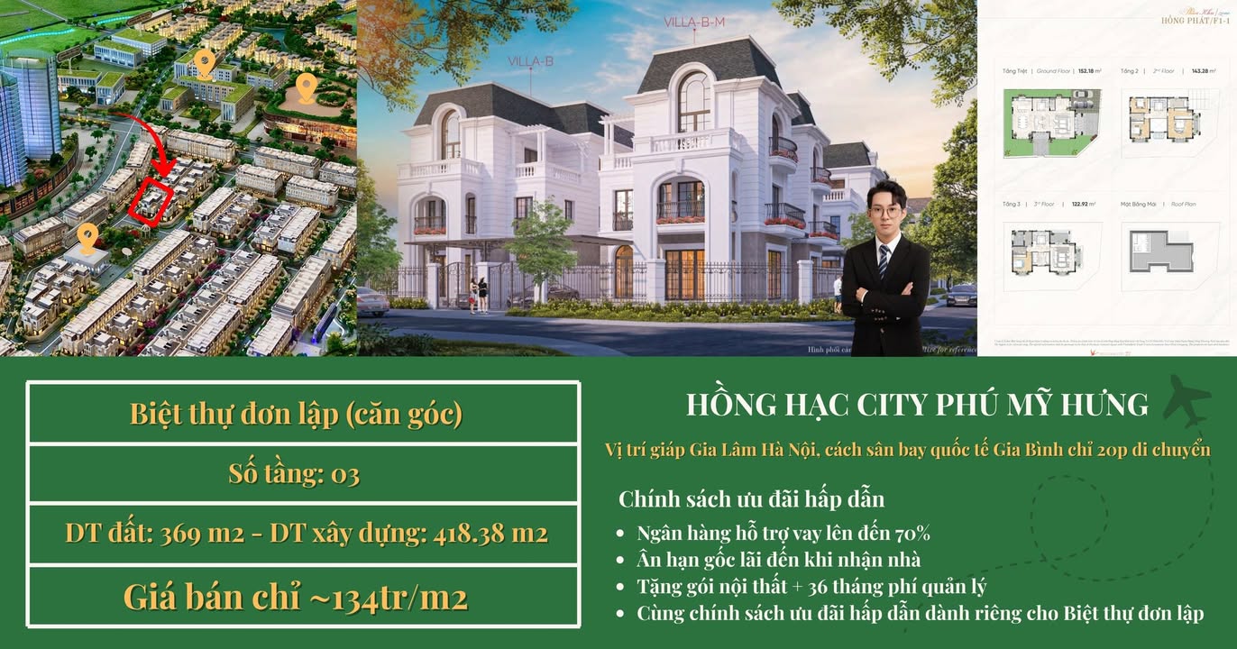 Biệt thự đơn lập Hồng Hạc City Thuận Thành 369m² giá 49.47 tỷ - Sổ hồng liền tay!