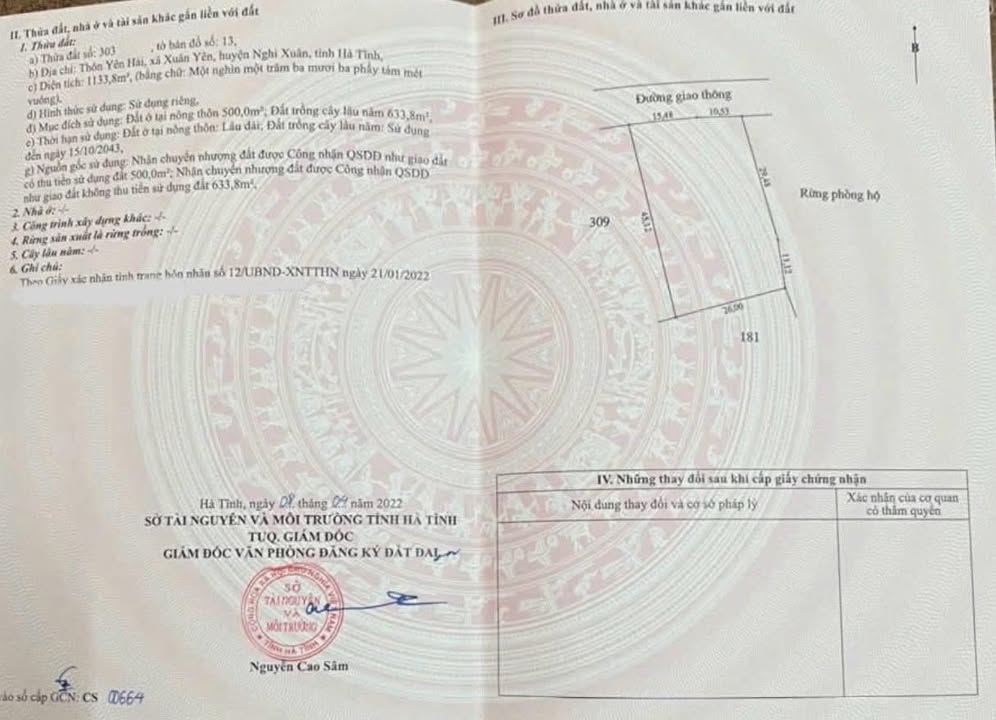 Đất biển Xuân Yên Nghi Xuân 1133m² giá 10 tỷ - Cơ hội đầu tư tuyệt vời!