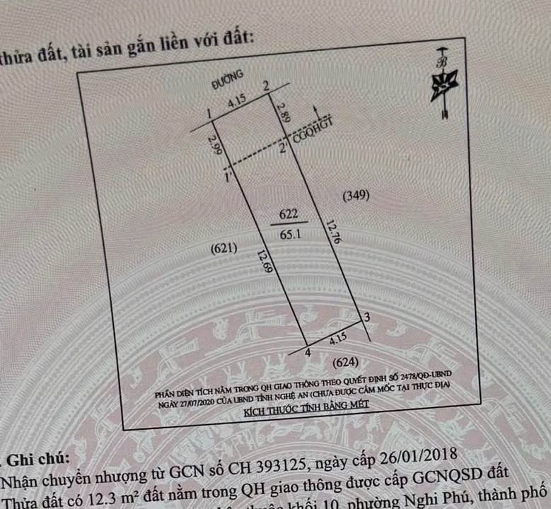 Đất ở Nghi Phú 65m² giá 2 tỷ - Hướng Tây Bắc, đường thông thoáng!