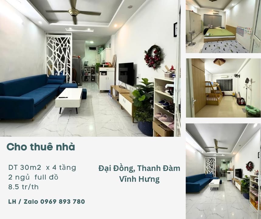 Nhà cho thuê 4 tầng tại Đại Đồng, Vĩnh Hưng - Full đồ chỉ 8.5 triệu