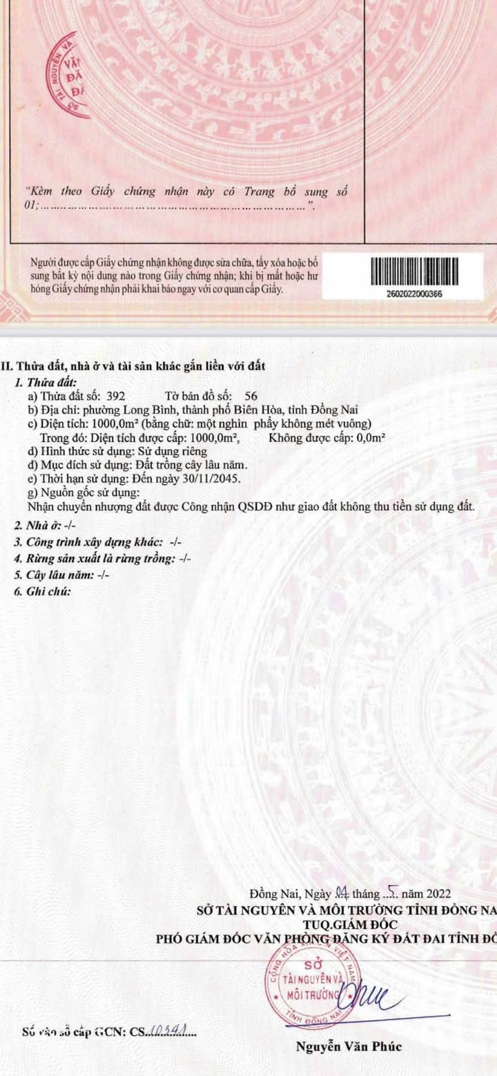 Đất nền 1000m² Phường Long Bình, Biên Hòa giá chỉ 3 tỷ - Đầu tư sinh lời ngay!