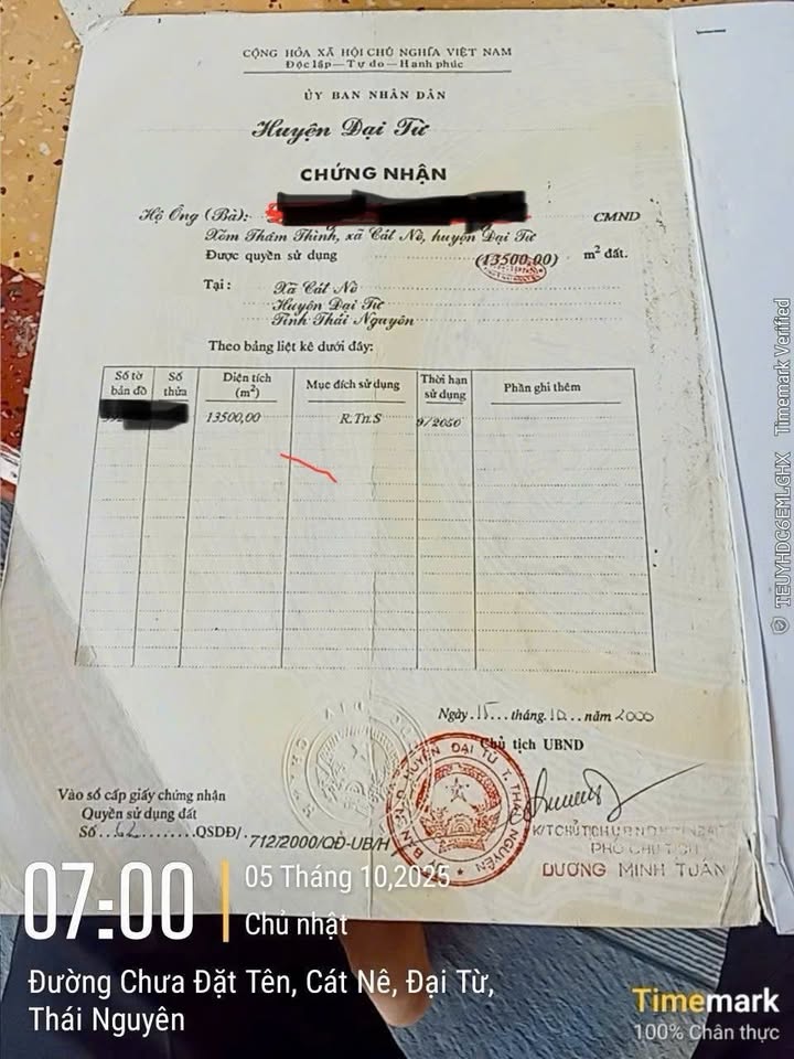 Đất mặt tiền Vành Đai V Cát Nê Đại Từ 13.500m² giá 2 tỷ - Cơ hội đầu tư hiếm có!