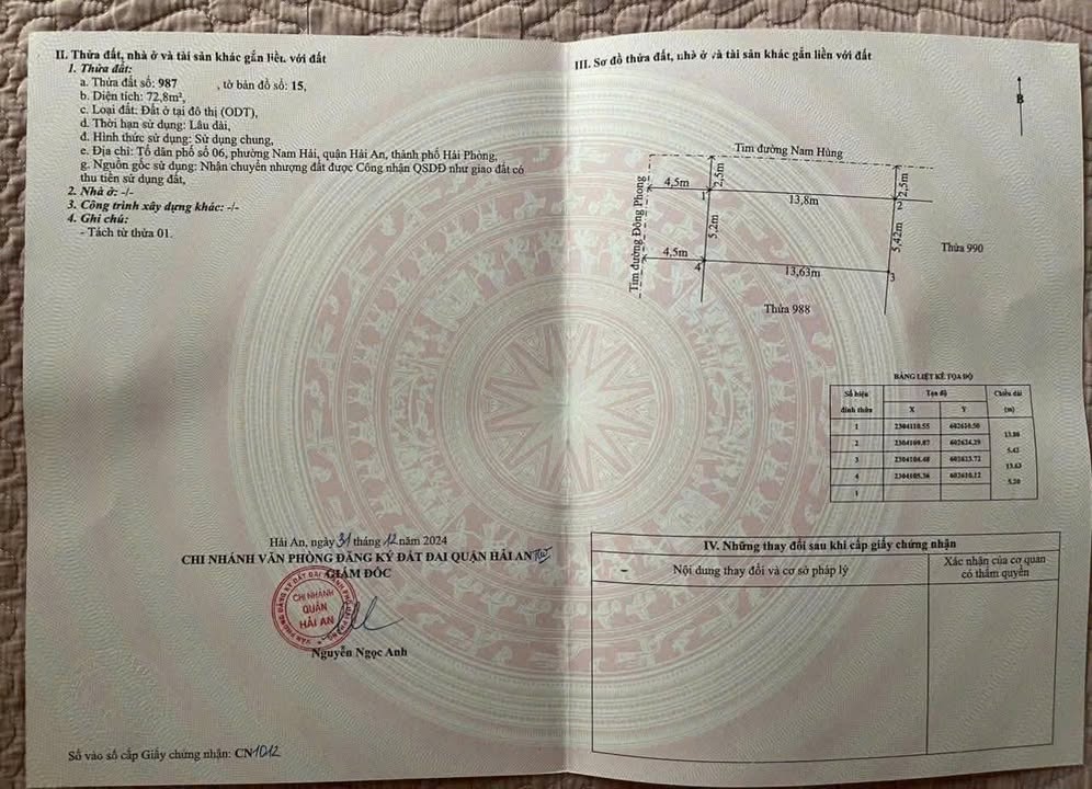 Đất nền mặt đường Đông Phong, Hải An 72.8m² giá chỉ 4.176 tỷ - Cơ hội đầu tư vàng!