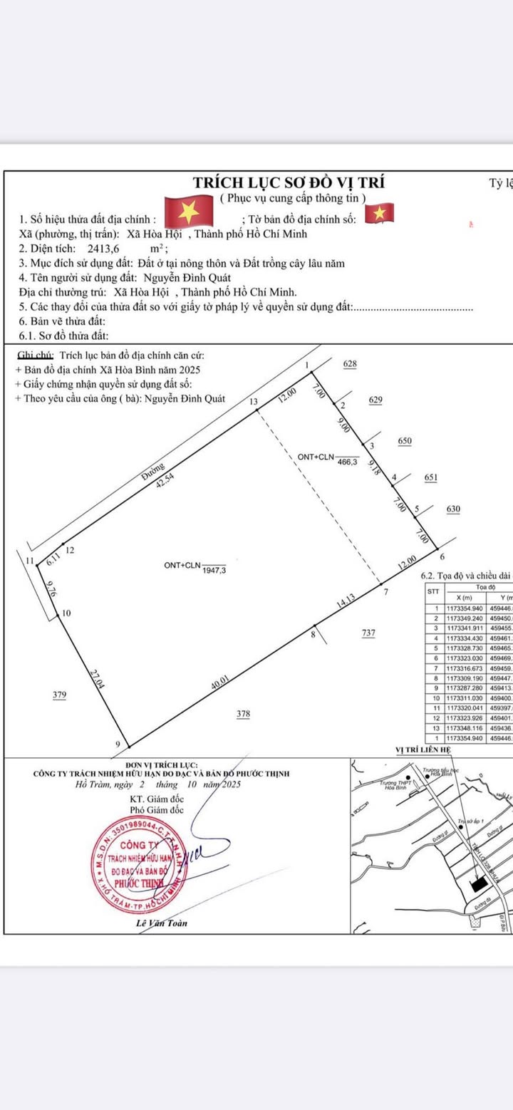 Đất nền Hòa Hội, Xuyên Mộc 466m² giá 1.5 tỷ - Cơ hội đầu tư hấp dẫn!
