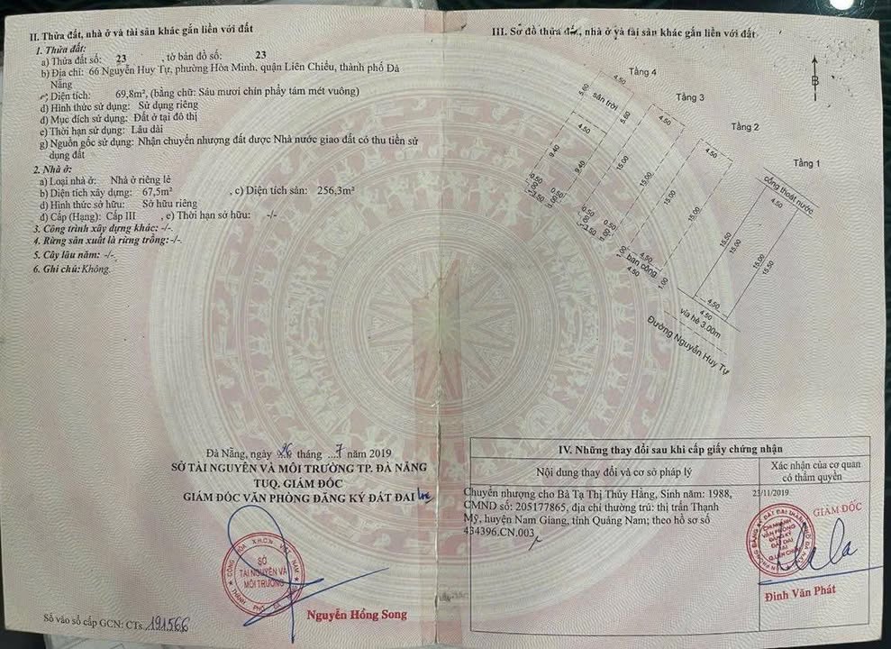 Bán nhà 4 tầng mặt tiền Nguyễn Huy Tự Đà Nẵng 69m² giá 6.486 tỷ - Gần biển chỉ 250m!