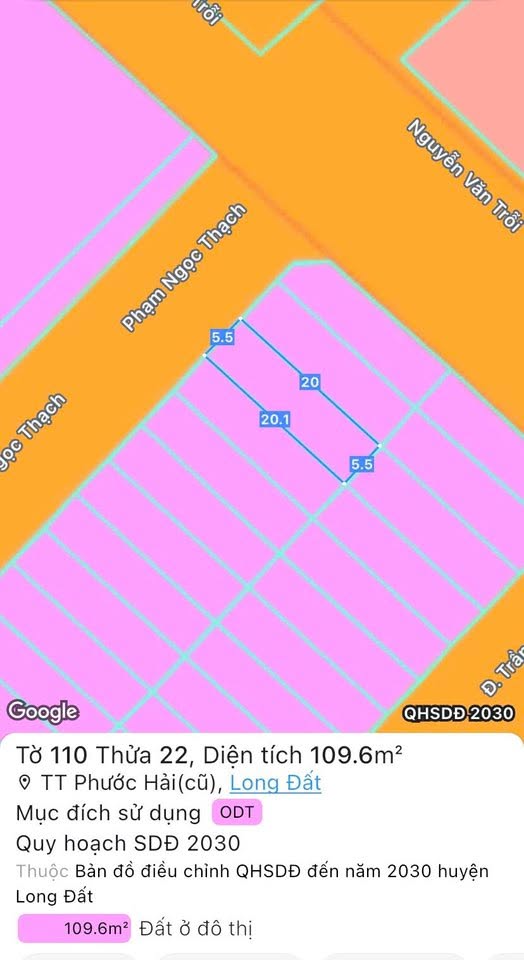 Đất mặt tiền đường Phạm Ngọc Thạch, Phước Hải 110m² giá 3.5 tỷ - Cách biển chỉ 500m!