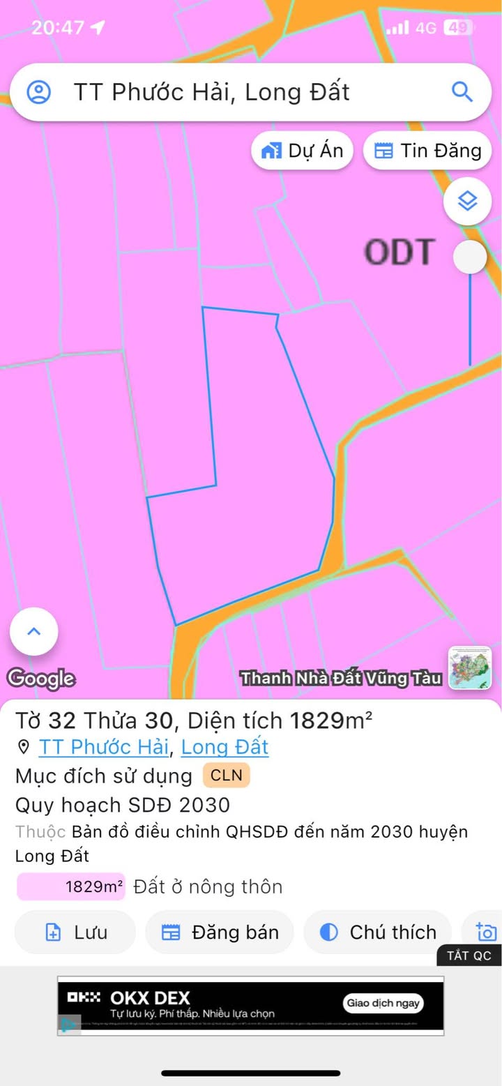 Đất nền 2 mặt tiền Long Mỹ, xã Phước Hải, 1800m² giá 4 tỷ - Đầu tư sinh lời ngay!