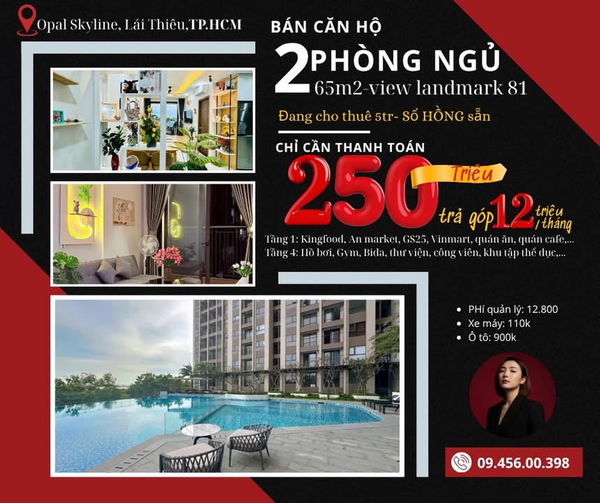 Căn hộ Opal Skyline Thuận An 65m² giá 1.5 tỷ - Đầu tư an cư vững chắc!