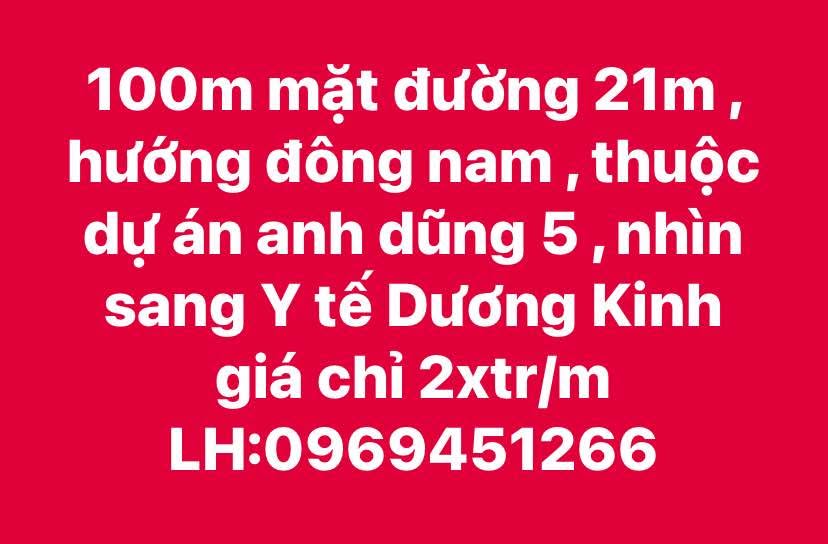 Đất nền Dự án Anh Dũng 5 Dương Kinh 100m² giá 2 tỷ - Đầu tư sinh lời ngay!