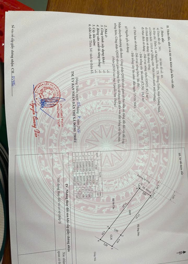 Đất nền đẹp 121m² tại xã Nguyên Huệ, TX Đông Triều - Sổ đỏ chính chủ, giá thương lượng!