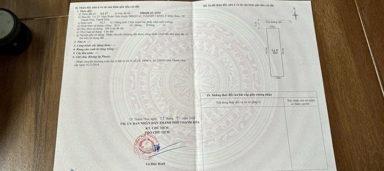 Đất trung tâm phường Điện Biên, 92.5m² - Vị trí đắc địa, giá thỏa thuận!