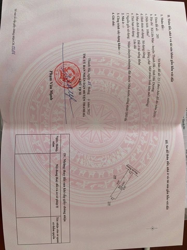 Đất thổ cư xã Liên Mạc, huyện Thanh Hà, 108m² giá 800 triệu - Cơ hội đầu tư hấp dẫn!