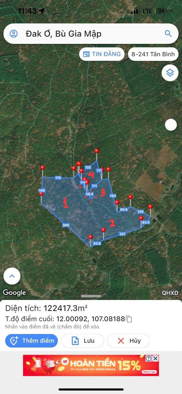 Đất nền Đăk Ơ, Bù Gia Mập 120.000m² giá 7.44 tỷ - Cơ hội đầu tư tuyệt vời!