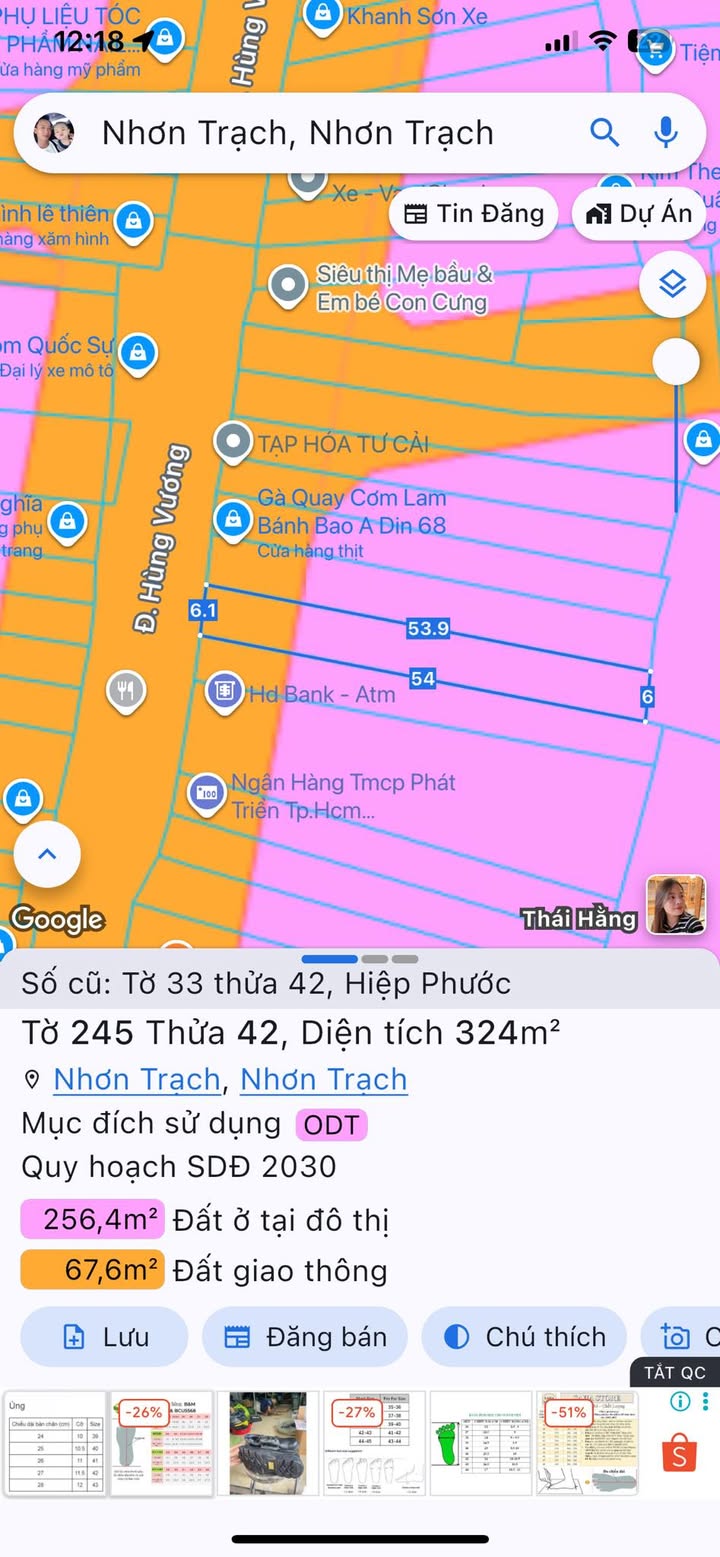 Đất nền mặt tiền Hùng Vương, Hiệp Phước, 324m² giá 5.832 tỷ - Đầu tư sinh lời lý tưởng!