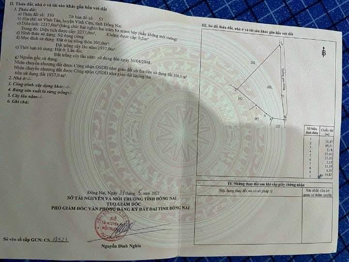 Đất nền Vĩnh Tân, Vĩnh Cửu 2237m² giá 2.85 tỷ - Tiềm năng đầu tư lớn!