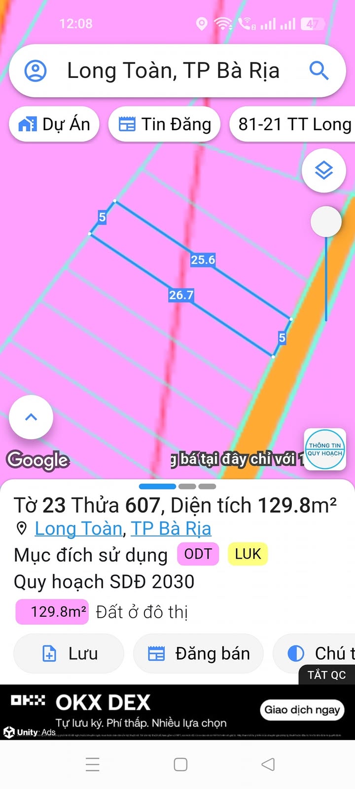 Đất nền hẻm 25 Trần Chánh Chiếu, Long Toàn 129.8m² giá 1.35 tỷ - Sổ hồng chính chủ!