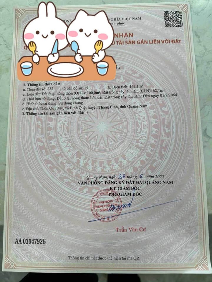 Đất ở Bình Quý, Thăng Bình, Quảng Nam 162m² - Sổ hồng chính chủ, giá thỏa thuận!