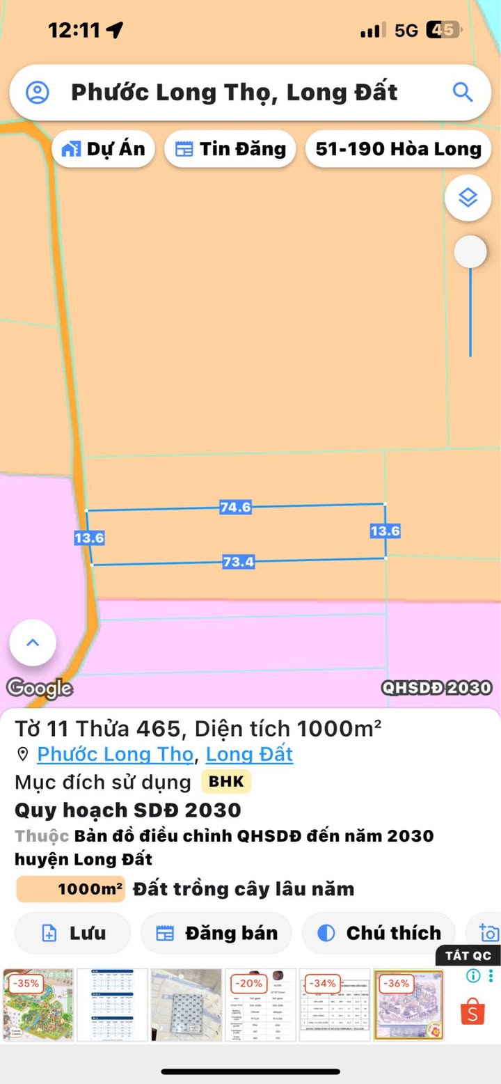 Đất nền Đất Đỏ 2000m² giá 1.7 tỷ - Đầu tư sinh lời ngay!