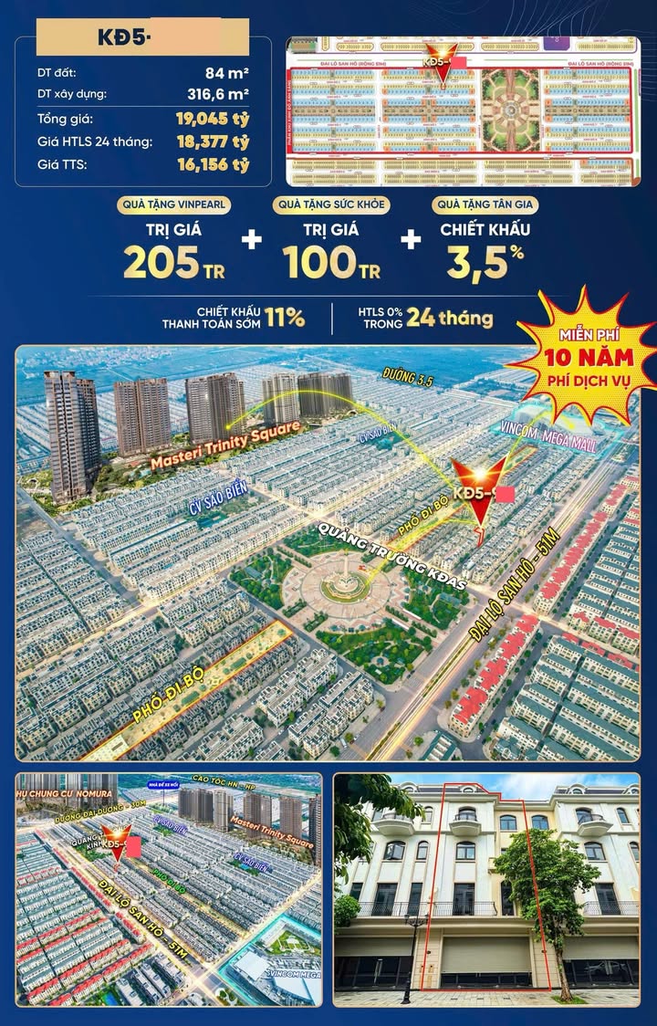 Shophouse KD5 tại Đại Lộ San Hô, Văn Giang 84m² giá 19.045 tỷ - Cơ hội đầu tư không thể bỏ lỡ!