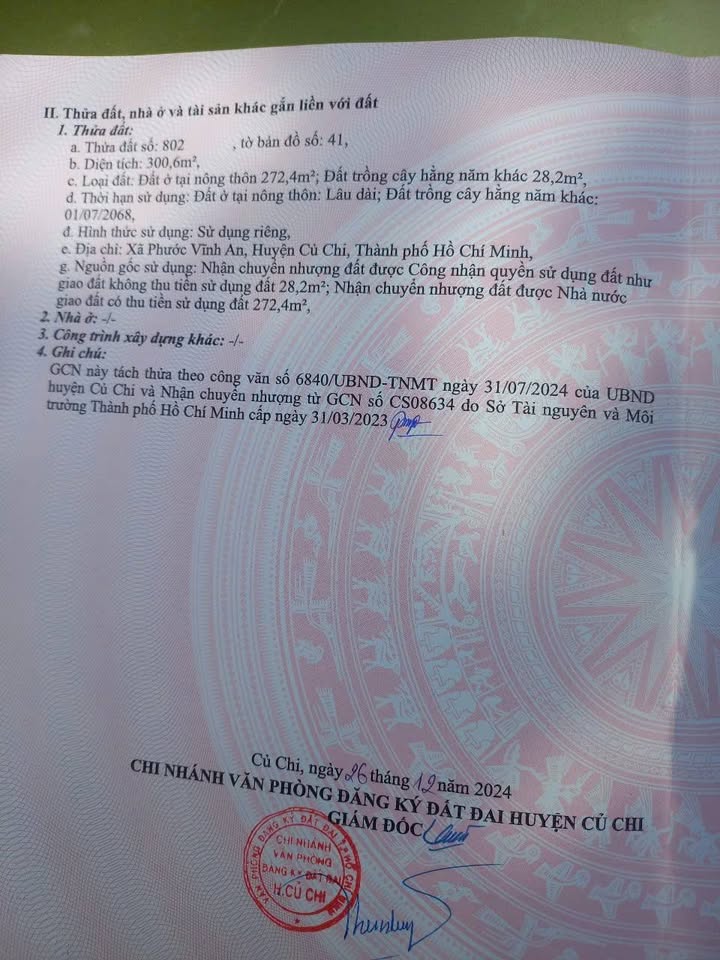 Đất nền 300m² tại Ấp 1, Phước Vĩnh An, Củ Chi - Giá chỉ 3.5 tỷ, phù hợp làm nhà vườn hoặc kho xưởng!