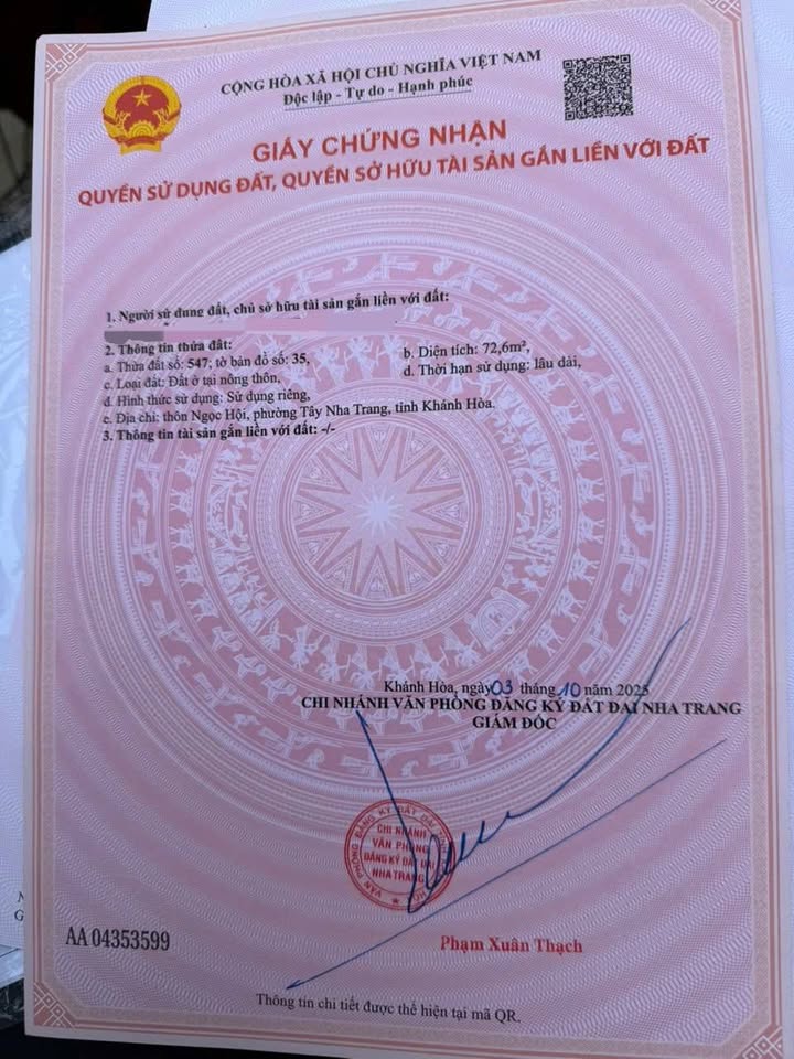 Đất Vĩnh Ngọc Nha Trang 72.6m² giá 1.899 tỷ - Địa điểm thuận lợi cho đầu tư!