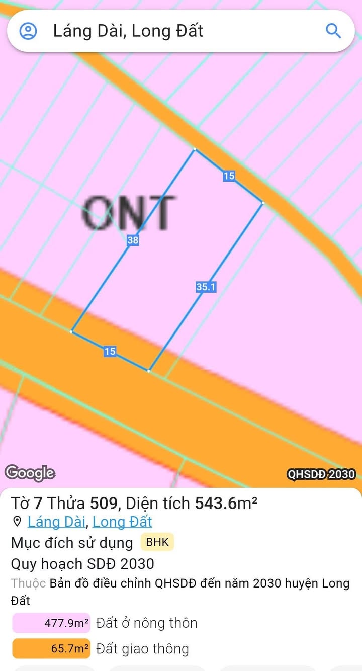 Đất nền Láng Dài Đất Đỏ 570m² giá 1.2 tỷ - Cơ hội đầu tư lý tưởng!