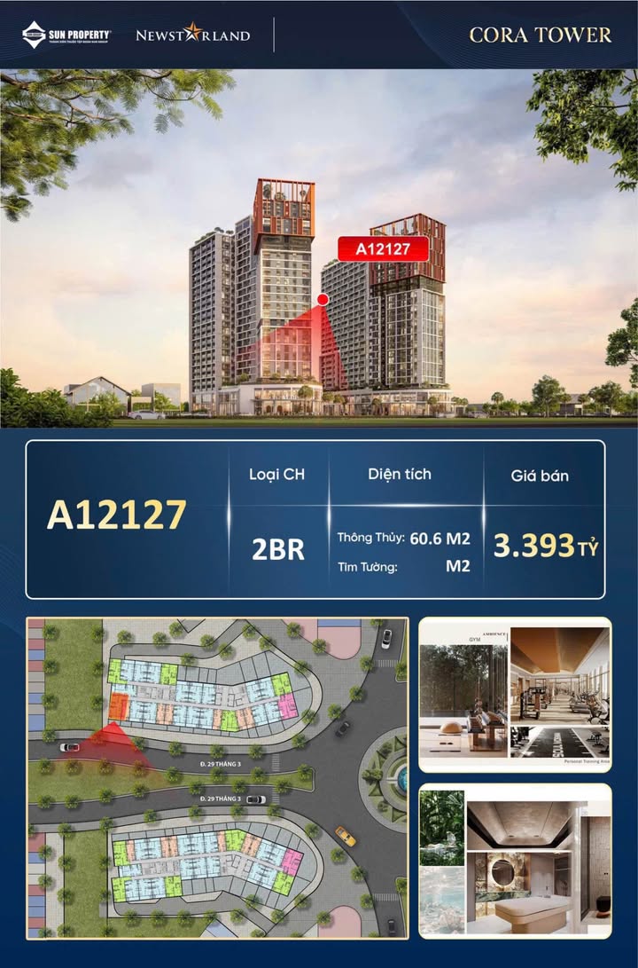 Căn hộ Cora Tower Đà Nẵng 60.6m² giá 2.798 tỷ - Cơ hội đầu tư hấp dẫn!